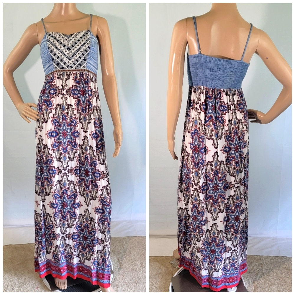 Flying Tomato Multicolored Floral Spaghetti Straps Casual Maxi Dress Sz Small